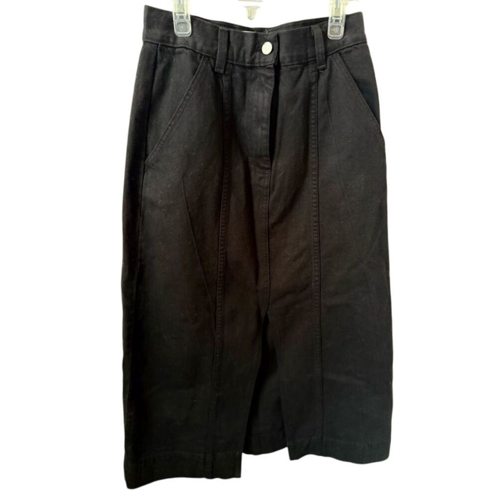 Mara Hoffman Skirt Women size 0 Nikita Denim Jean Slit Pencil Midi Black Organic - Picture 1 of 6